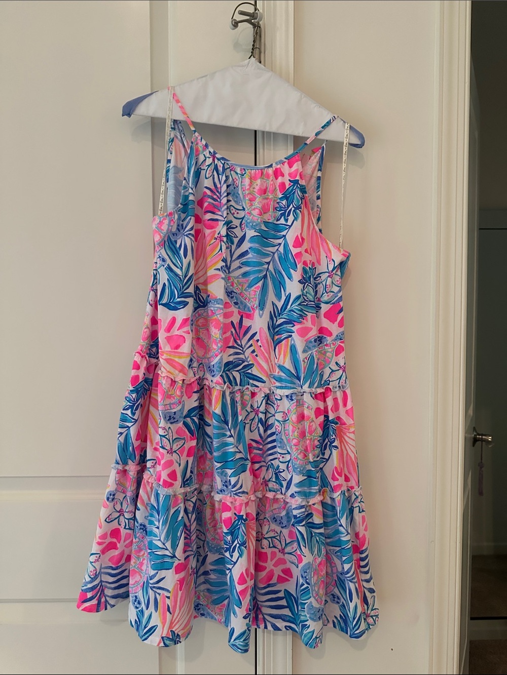 Lilly Pulitzer Pink & Blue Tropical Tiered Sundress